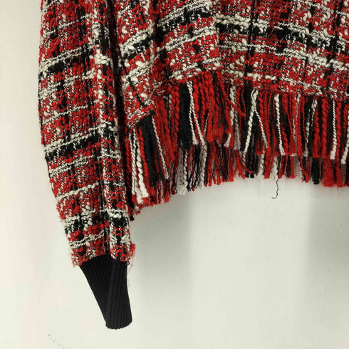 ザラ ZARA ハイネックフリンジツイードセーター レディース import:L