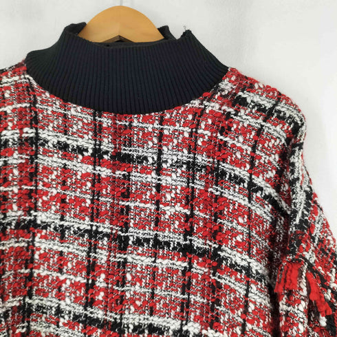 ザラ ZARA ハイネックフリンジツイードセーター レディース import:L
