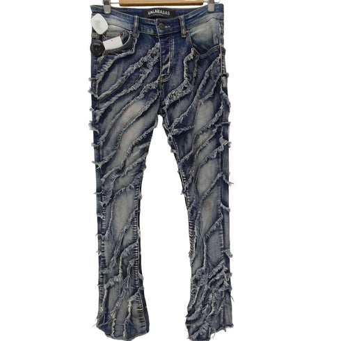 VALABASAS GRIT STACKED FLARE JEANS フリンジ フレア クラッシュ スキニー デニム パンツ メンズ 30