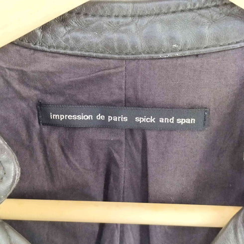 スピックアンドスパン Spick and Span シープレザー ノーカラー ライダースジャケット レディース 36