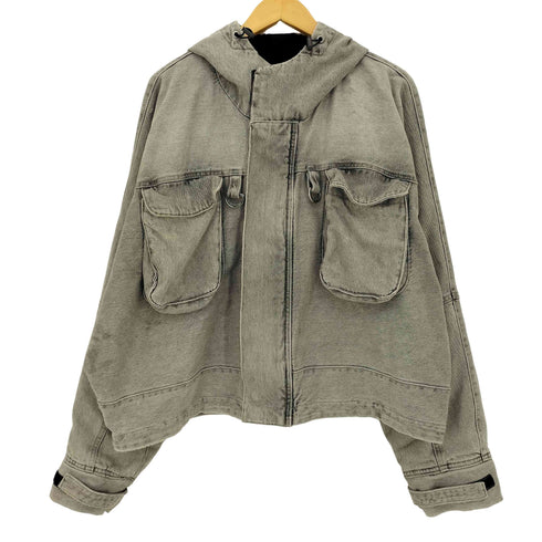 ザラ ZARA 23aw 短丈 フード付き デニムジャケット ボックスシルエット メンズ import:M
