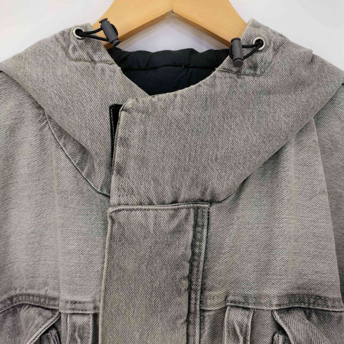 ザラ ZARA 23aw 短丈 フード付き デニムジャケット ボックスシルエット メンズ import:M