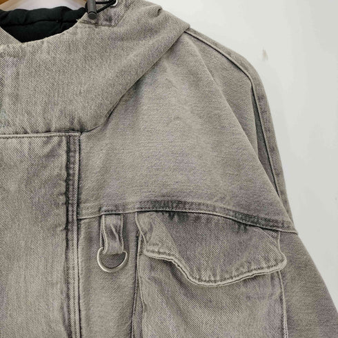 ザラ ZARA 23aw 短丈 フード付き デニムジャケット ボックスシルエット メンズ import:M
