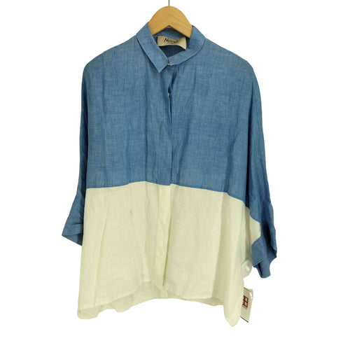 Nene MILANO イタリア製 比翼 リネン バイカラー L/S シャツ レディース 10/660/BA1