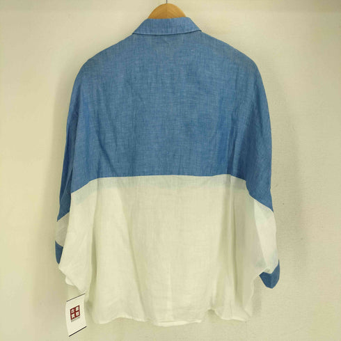 Nene MILANO イタリア製 比翼 リネン バイカラー L/S シャツ レディース 10/660/BA1