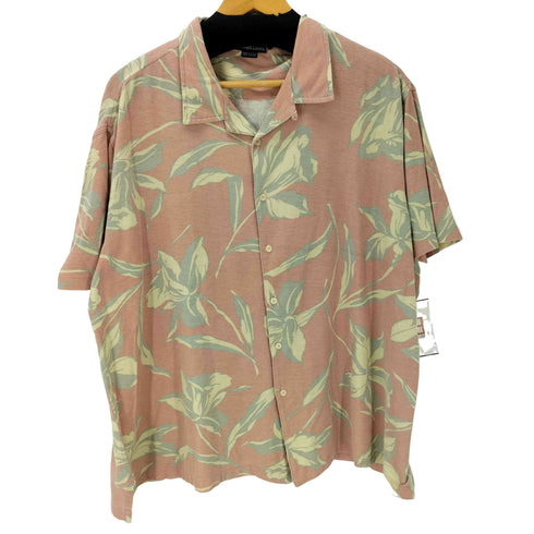 ポロバイラルフローレン Polo by RALPH LAUREN USA製 ハイビスカス 総柄 開襟 オープンカラー 鹿の子 S/S シャツ メンズ import:M