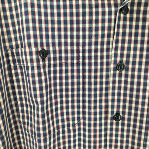 ポロジーンズカンパニーラルフローレン POLO JEANS COMPANY RALPH LAUREN ネコ目ボタン 開襟 オープンカラー チェック シャツ メンズ import:L