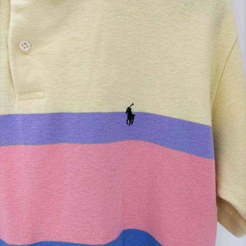 ポロバイラルフローレン Polo by RALPH LAUREN USA製 ポニー 刺繍 マルチカラー ボーダー ポロ シャツ メンズ import:XL