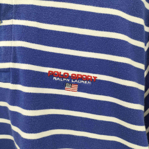 ポロスポーツラルフローレン POLO SPORT RALPH LAUREN ロゴ 刺繍 ボーダー 鹿の子 ポロ シャツ メンズ import:L