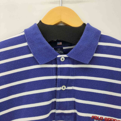 ポロスポーツラルフローレン POLO SPORT RALPH LAUREN ロゴ 刺繍 ボーダー 鹿の子 ポロ シャツ メンズ import:L