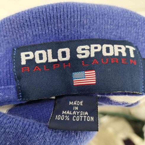 ポロスポーツラルフローレン POLO SPORT RALPH LAUREN ロゴ 刺繍 ボーダー 鹿の子 ポロ シャツ メンズ import:L