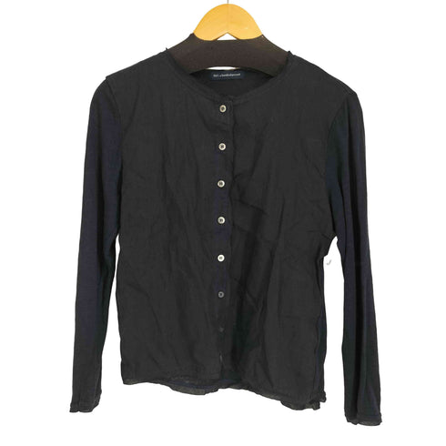 a hundred percent リネン 袖切替 ノーカラー L/S シャツ レディース