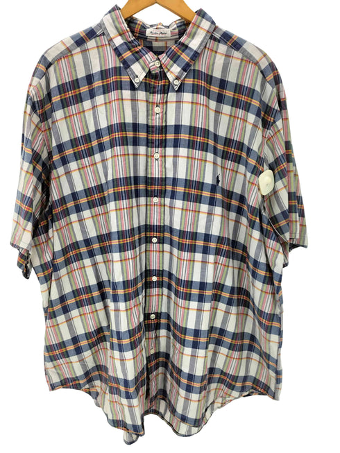 ラルフローレン RALPH LAUREN Bleeding Madras ポニー 刺繍 マドラスチェック ボタンダウン S/S シャツ メンズ 3XB BIG