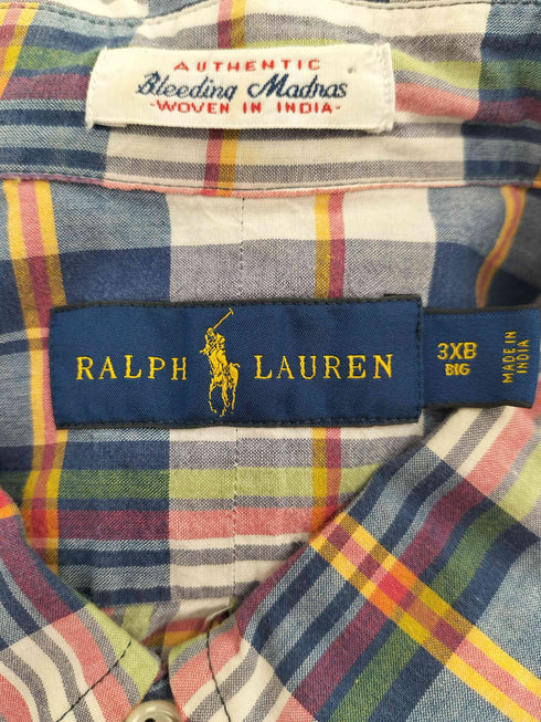 ラルフローレン RALPH LAUREN Bleeding Madras ポニー 刺繍 マドラスチェック ボタンダウン S/S シャツ メンズ 3XB BIG