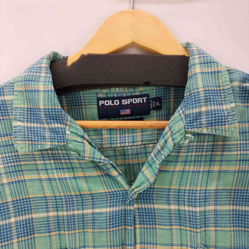 ポロスポーツラルフローレン POLO SPORT RALPH LAUREN コットン リネン 開襟 オープンカラー S/S チェック シャツ メンズ import:XL