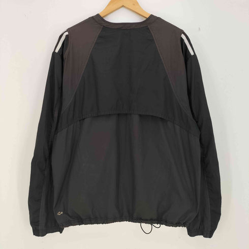 アディダス adidas 00s 万国旗タグ 復刻 CLIMALITE パフォーマンスロゴ刺繍 3ライン 素材切替 Vネックプルオーバー  裾ドローコード 前ポケ サイドジップ メンズ  2XO