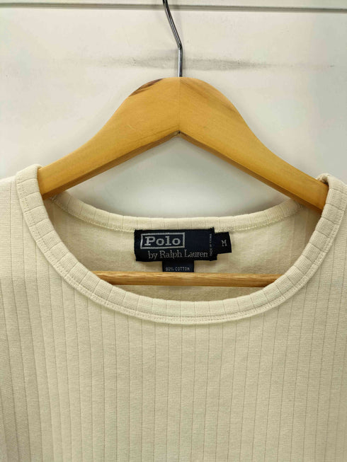 ポロバイラルフローレン Polo by RALPH LAUREN 90S ポニー 刺繍 コットン ポリ 凹凸 ストライプ Tシャツ メンズ import:M