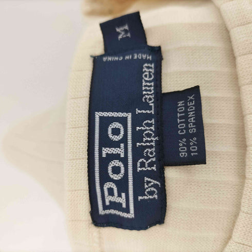 ポロバイラルフローレン Polo by RALPH LAUREN 90S ポニー 刺繍 コットン ポリ 凹凸 ストライプ Tシャツ メンズ import:M