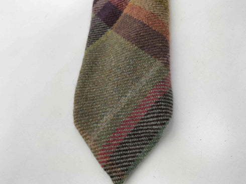 ラルフローレン RALPH LAUREN イタリア製 紫タグ LAMBSWOOL ラムウール マドラスチェック ネクタイ メンズ