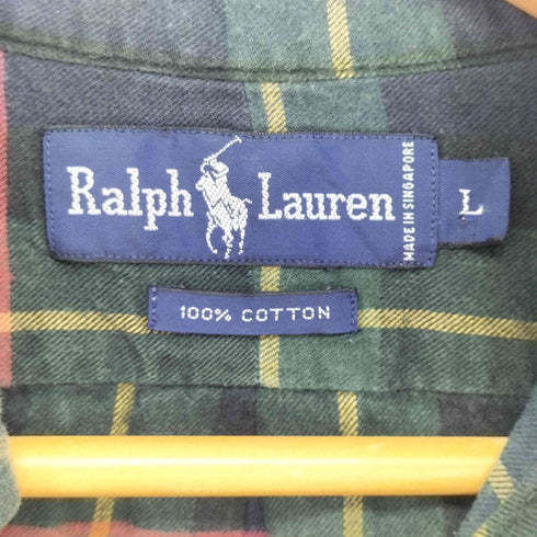 ポロバイラルフローレン Polo by RALPH LAUREN シンガポール製 ライトネルシャツ ボタンダウン メンズ import:L