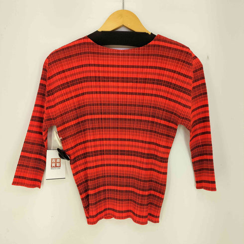 プリーツプリーズイッセイミヤケ PLEATS PLEASE ISSEY MIYAKE 08ss 七分袖ボーダープリーツカットソー レディース JPN:3