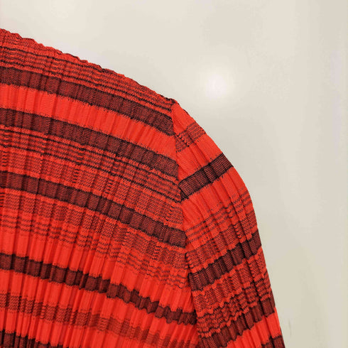 プリーツプリーズイッセイミヤケ PLEATS PLEASE ISSEY MIYAKE 08ss 七分袖ボーダープリーツカットソー レディース JPN:3