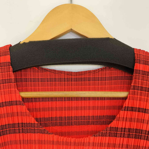 プリーツプリーズイッセイミヤケ PLEATS PLEASE ISSEY MIYAKE 08ss 七分袖ボーダープリーツカットソー レディース JPN:3