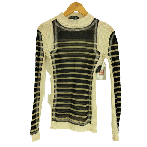 ジャンポールゴルチエ Jean Paul GAULTIER ニット切替 シアー ボーダー ハイネック カットソー レディース import:L