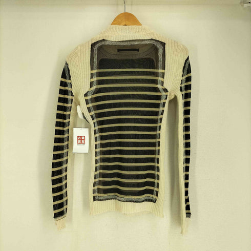 ジャンポールゴルチエ Jean Paul GAULTIER ニット切替 シアー ボーダー ハイネック カットソー レディース import:L