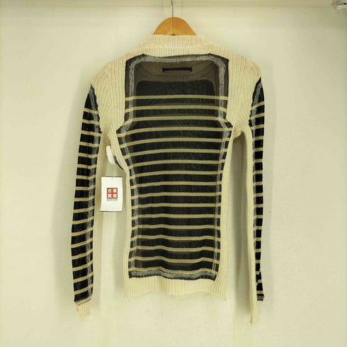 ジャンポールゴルチエ Jean Paul GAULTIER ニット切替 シアー ボーダー ハイネック カットソー レディース import:L
