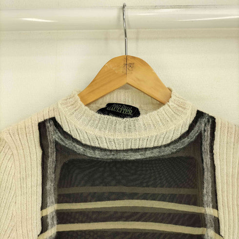 ジャンポールゴルチエ Jean Paul GAULTIER ニット切替 シアー ボーダー ハイネック カットソー レディース import:L