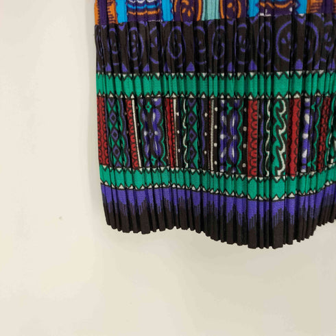 プリーツプリーズイッセイミヤケ PLEATS PLEASE ISSEY MIYAKE 民族 ダキシ総柄 七分丈 Vネックプリーツカットソー レディース JPN:3