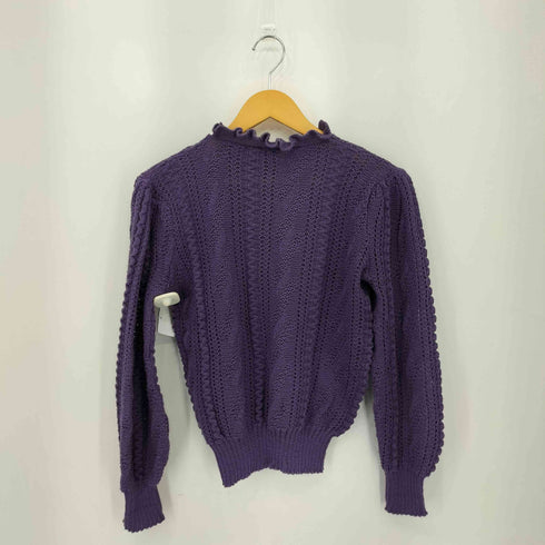 acrylic100 リブデザイン モックネック ニット セーター レディース