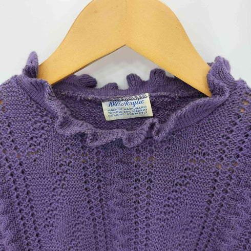 acrylic100 リブデザイン モックネック ニット セーター レディース