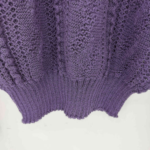 acrylic100 リブデザイン モックネック ニット セーター レディース