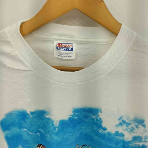 ヘインズ Hanes 90-00s USA製 二枚タグ Beechcraft Bananza フロントプリント クルーネック半袖Tシャツ カットソー メンズ XL