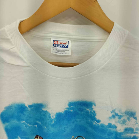 ヘインズ Hanes 90-00s USA製 二枚タグ Beechcraft Bananza フロントプリント クルーネック半袖Tシャツ カットソー メンズ XL