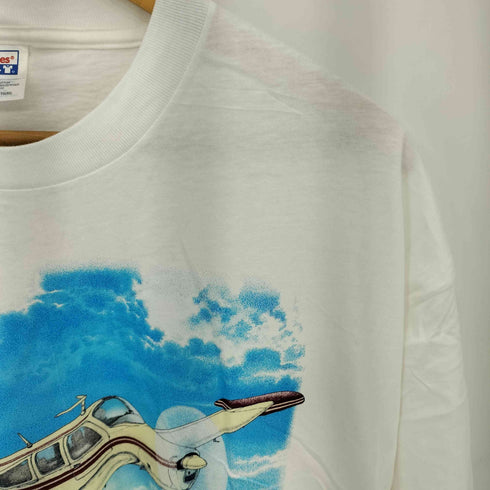 ヘインズ Hanes 90-00s USA製 二枚タグ Beechcraft Bananza フロントプリント クルーネック半袖Tシャツ カットソー メンズ XL