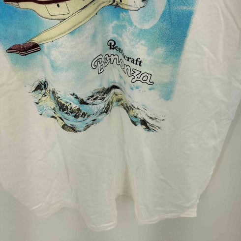 ヘインズ Hanes 90-00s USA製 二枚タグ Beechcraft Bananza フロントプリント クルーネック半袖Tシャツ カットソー メンズ XL