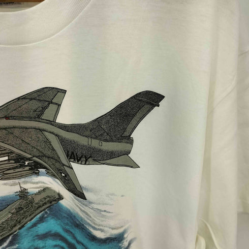 ヘインズ Hanes 92年コピーライト USA製 二枚タグ A-7E CORSAIR 2 7 フロントプリント クルーネック半袖Tシャツ カットソー メンズ  L