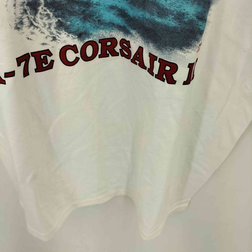 ヘインズ Hanes 92年コピーライト USA製 二枚タグ A-7E CORSAIR 2 7 フロントプリント クルーネック半袖Tシャツ カットソー メンズ  L