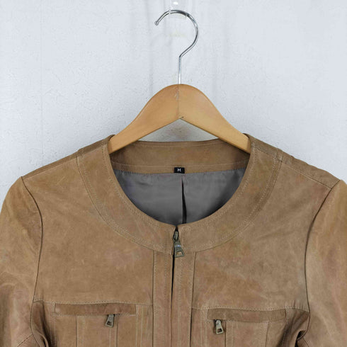 ノーカラー ラムレザー ジャケット レディース import:M