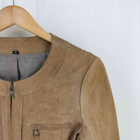 ノーカラー ラムレザー ジャケット レディース import:M