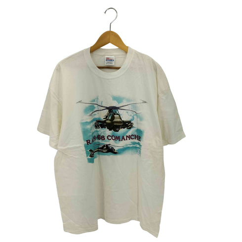 ヘインズ Hanes 98年コピーライト USA製 二枚タグ RAH-66 COMANCHE フロントプリント クルーネック半袖Tシャツ カットソー メンズ XL