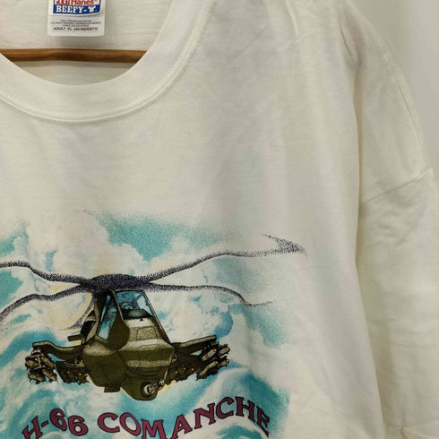 ヘインズ Hanes 98年コピーライト USA製 二枚タグ RAH-66 COMANCHE フロントプリント クルーネック半袖Tシャツ カットソー メンズ XL