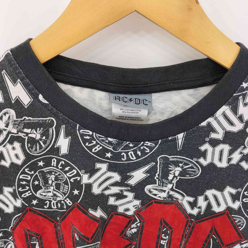 ACDC 総柄デザイン クルーネック半袖Tシャツ カットソー メンズ S