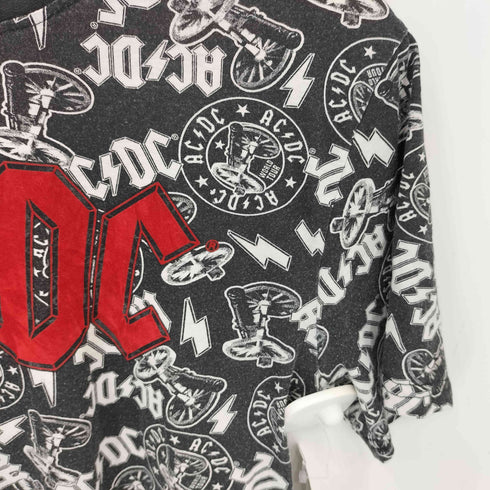 ACDC 総柄デザイン クルーネック半袖Tシャツ カットソー メンズ S