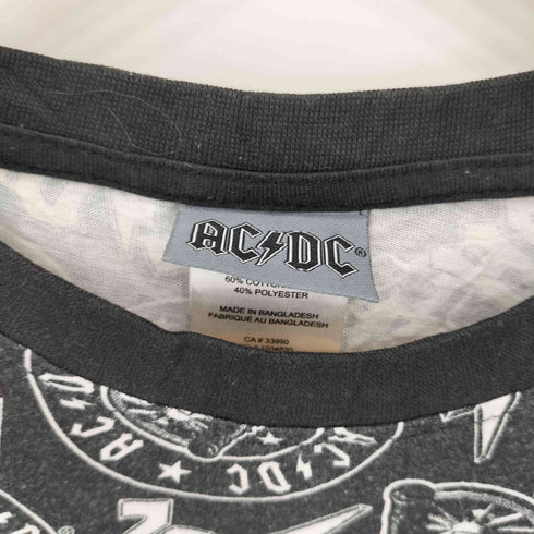 ACDC 総柄デザイン クルーネック半袖Tシャツ カットソー メンズ S