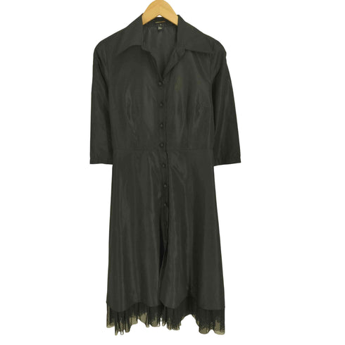 BCBG MAXAZRIA シルク100% 七分袖 ベルテッドシャツワンピース レディース JPN:2