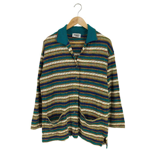 ミッソーニスポーツ MISSONI SPORTS イタリア製 コットンナイロンアクリル ボーダー ニット カーディガン レディース